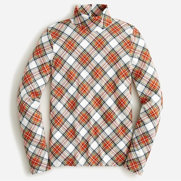 JCREW TISSUE TURTLENECK IN IVORY PLAID SZ SM NWT - Picture 3 of 4